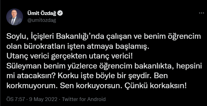 Ümit Özdağ'dan Süleyman Soylu iddiası: 'Benim öğrencim olan bürokratları bakanlıktan atmaya başlamış' - Resim : 2