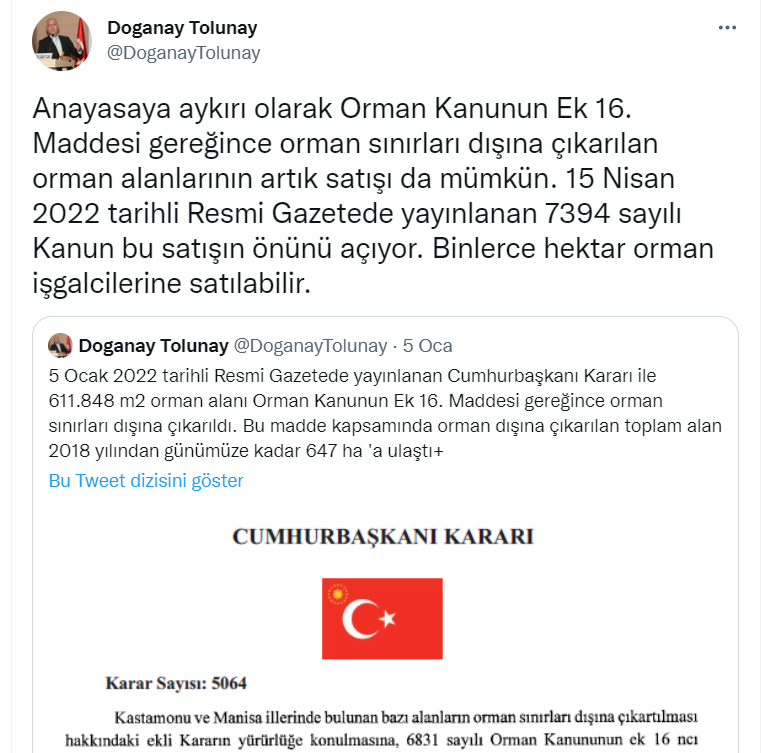 Prof. Dr. Tolunay uyardı: Binlerce hektar, orman işgalcilerine satılabilir - Resim : 1