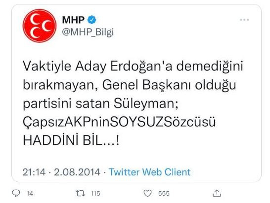 Bahçeli Soylu'yu savundu, MHP'nin silmeyi unuttuğu tweet gündem oldu - Resim : 2