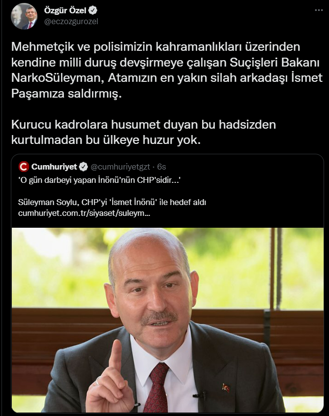 Süleyman Soylu'nun CHP'yi hedef alan sözlerine Özgür Özel'den yanıt: 'Bu hadsizden kurtulmadan bu ülkeye huzur yok' - Resim : 2