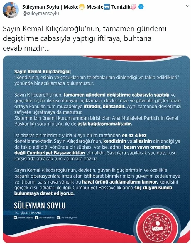 Soylu 'Kılıçdaroğlu, Büyükelçi ile görüştü iddiası'nda detaylar verdi: 'CHP genel başkanının dinlendiğinin itirafıdır' - Resim : 1