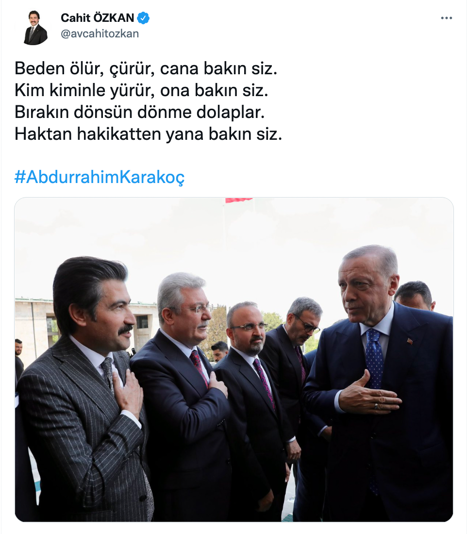 Cahit Özkan, AKP'yle arasını düzeltmeye çalışıyor: Bu kez Erdoğan'a şiirle seslendi, 'Bırakın dönsün dolaplar' - Resim : 1
