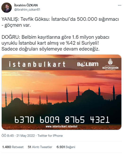 Tevfik Göksu'yu yalanlayan veriler: İstanbulkart sahibi sığınmacı sayısı ortaya çıktı! - Resim : 2