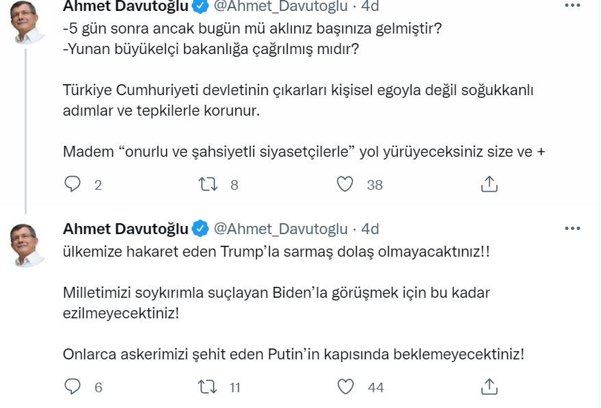 Erdoğan'ın Miçotakis'e tepkisine yanıt Davutoğlu'ndan geldi: 5 gün sonra mı aklın başına geldi - Resim : 2