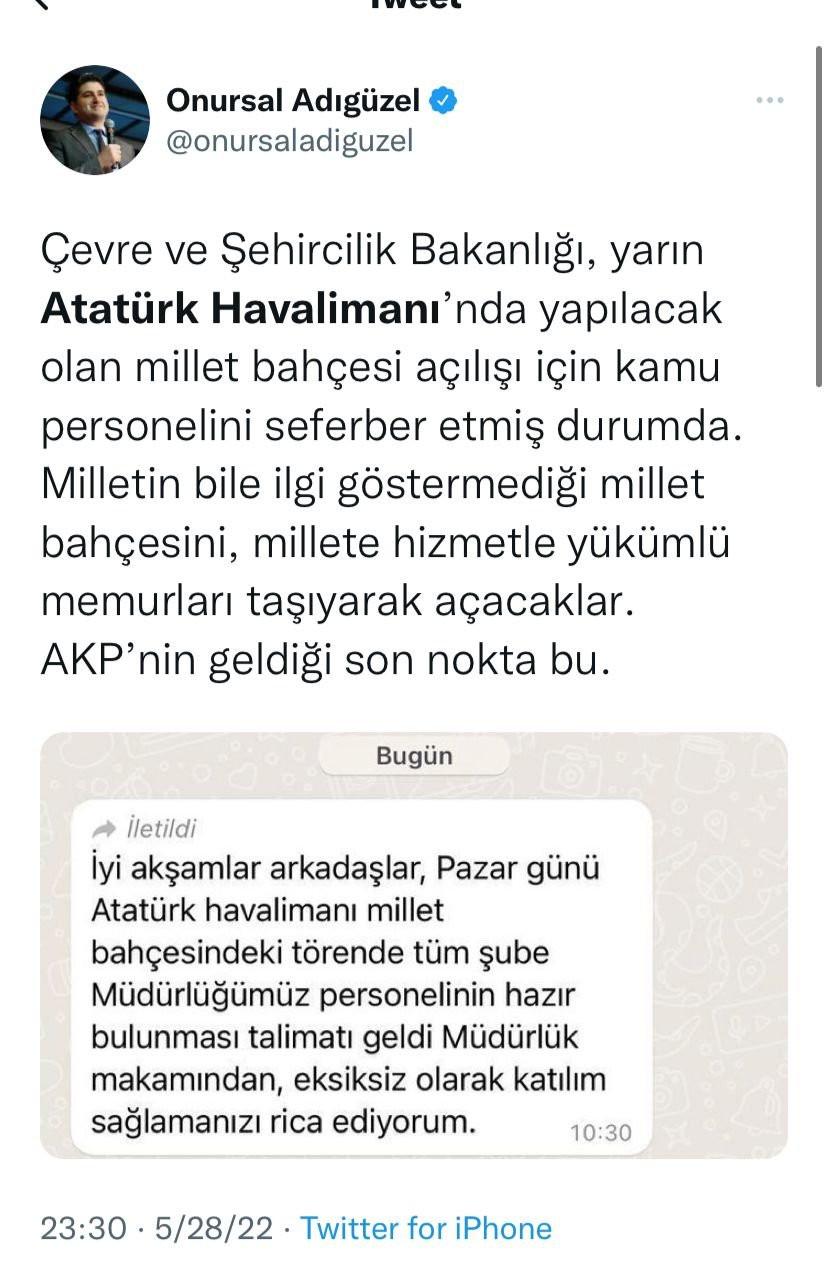 İddia: Atatürk Havalimanı'ndaki millet bahçesi töreni için öğrenci ve memurları zorla taşıyorlar - Resim : 2