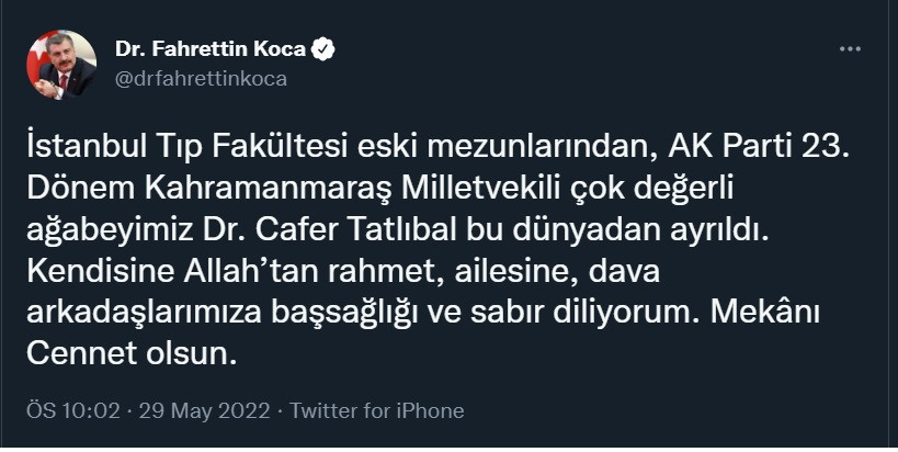 Fahrettin Koca duyurdu: AKP'li eski vekil hayatını kaybetti - Resim : 1