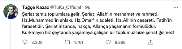 Tuğçe Kazaz'ın 'şeriat' açıklamasına tepki yağdı - Resim : 1