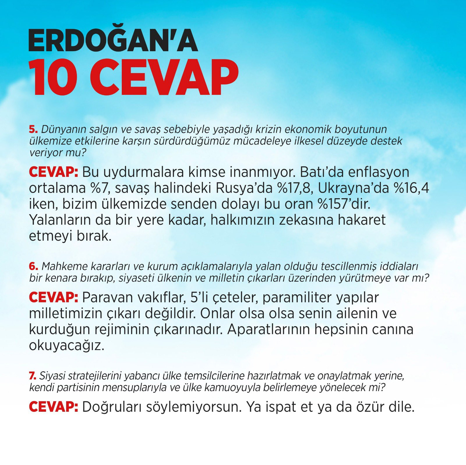 Erdoğan'ın 10 sorusuna Kılıçdaroğlu tek tek yanıt verdi, saat 23'ü işaret etti: 'Danışmanlarını ve doktorlarını çağır, derin derin nefes al' - Resim : 3