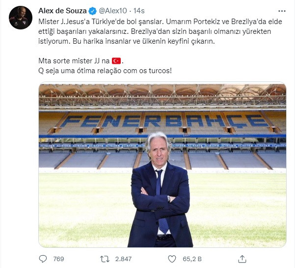 Alex de Souza'dan Jorge Jesus'a hoş geldin mesajı - Resim : 1