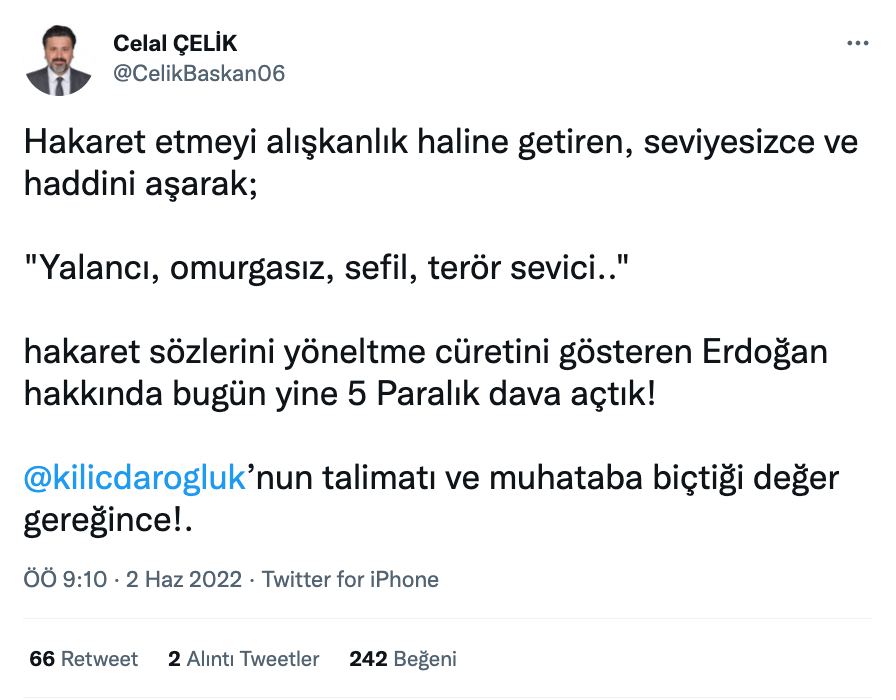 Kılıçdaroğlu'ndan Erdoğan'a 5 kuruşluk dava: Hakaret etmeyi alışkanlık haline getirdi - Resim : 1