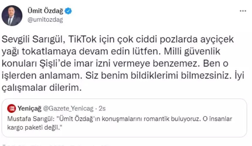 Sosyal medyada Ümit Özdağ-Mustafa Sarıgül kavgası: 'Ayçiçek yağı tokatlamaya devam edin' - Resim : 1