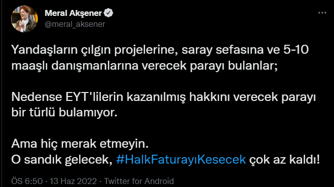 Meral Akşener: 'Halk faturayı kesecek çok az kaldı' - Resim : 1