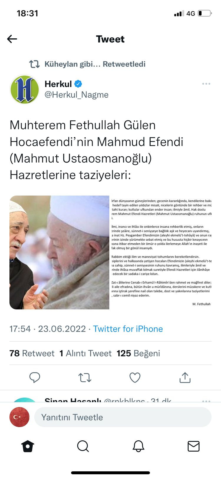 Fethullah Gülen'den Mahmut Ustaosmanoğlu'na taziye mesajı - Resim : 1