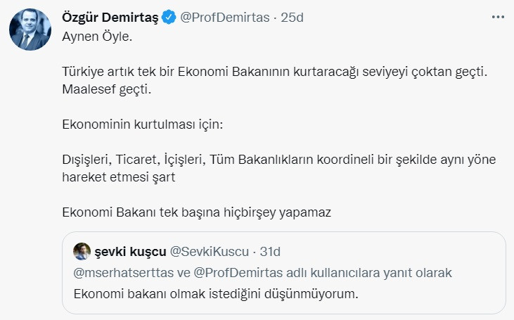 Özgür Demirtaş 'Ekonomi Bakanı olmak istiyor' söylentilerine noktayı koydu: Türkiye tek bir bakanın kurtaracağı noktayı geçti - Resim : 1