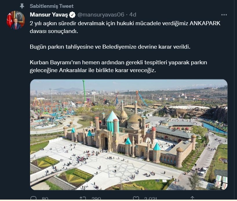 Mansur Yavaş duyurdu: Ankapark davası sonuçlandı! - Resim : 1