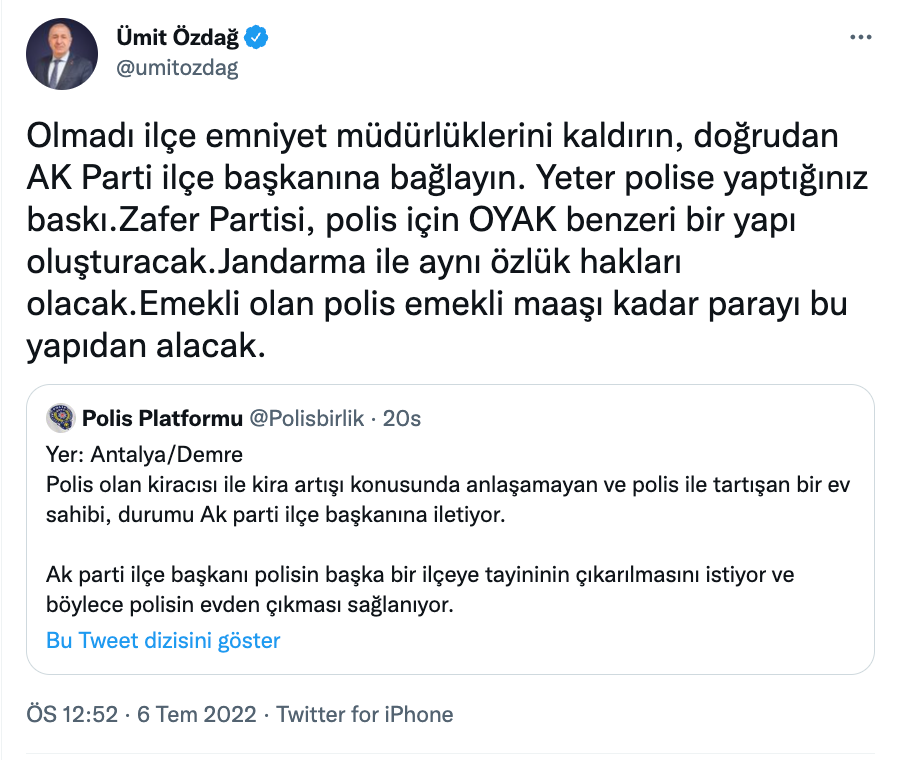 İddia: Ev sahibi polis kiracısıyla zamda anlaşamadı, AKP İlçe Başkanı devreye girip polisin tayinini çıkarttı - Resim : 1