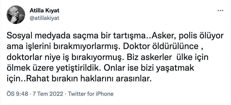 Emekli amiral Kıyat: Tartışma saçma; biz askerler ülke için ölmek üzere yetiştirildik, doktorlarsa bizi yaşatmak için - Resim : 1