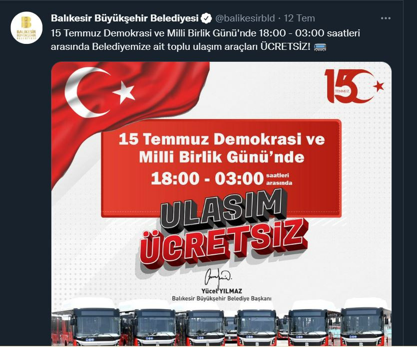 Balıkesir Büyükşehir Belediyesi'nden ilginç 15 Temmuz kararı: Kimse anlam veremedi - Resim : 1