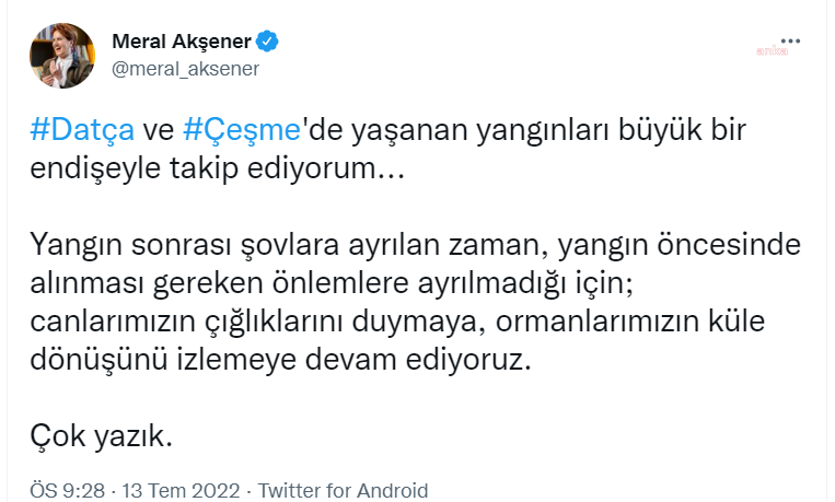 Meral Akşener'den 'yangın' açıklaması: 'Yangın sonrası şovlara ayrılan zaman...' - Resim : 3