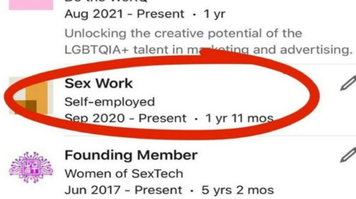 LinkedIn'de özgeçmişine 'seks işçisi' yazdı: 'Herhangi bir işten farklı değil' - Resim : 1