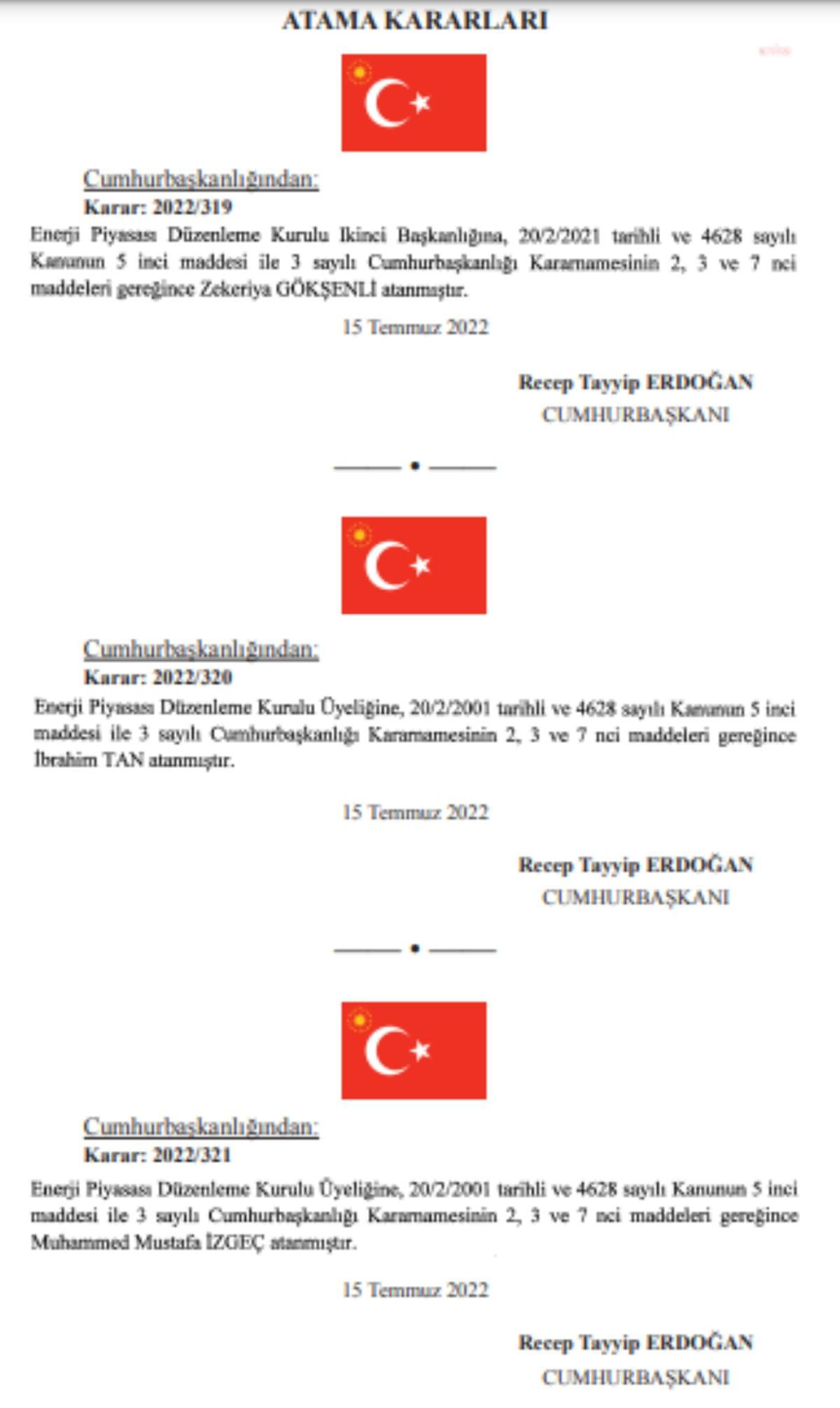 Resmi Gazete'de yayımlandı: Erdoğan'dan gece yarısı atama kararları! - Resim : 1