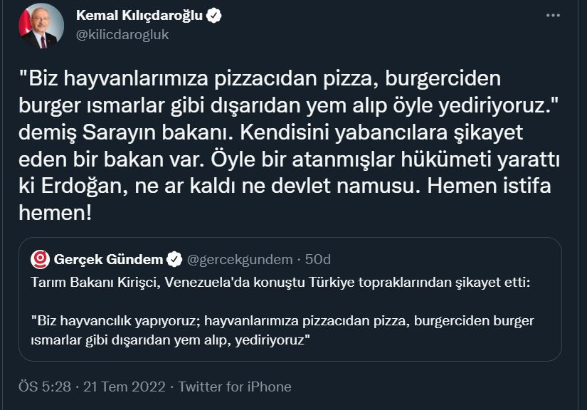 Kılıçdaroğlu'ndan Tarım Bakanı'na sert tepki: 'Ne ar kaldı ne devlet namusu' - Resim : 2