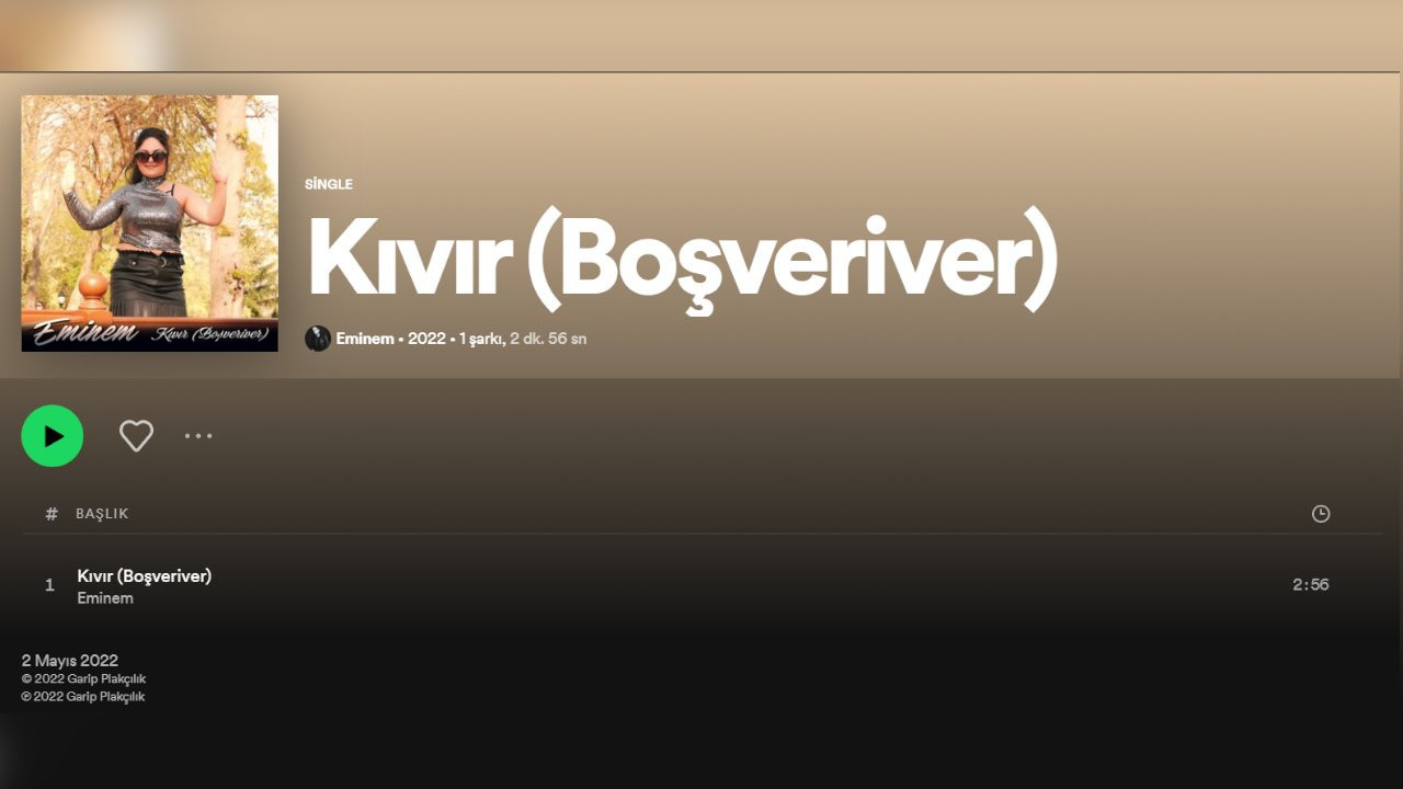 Eminem'in resmi Spotify hesabına türkücü 'adaşının' şarkısı yüklendi: 'Boşveriver' - Resim : 1