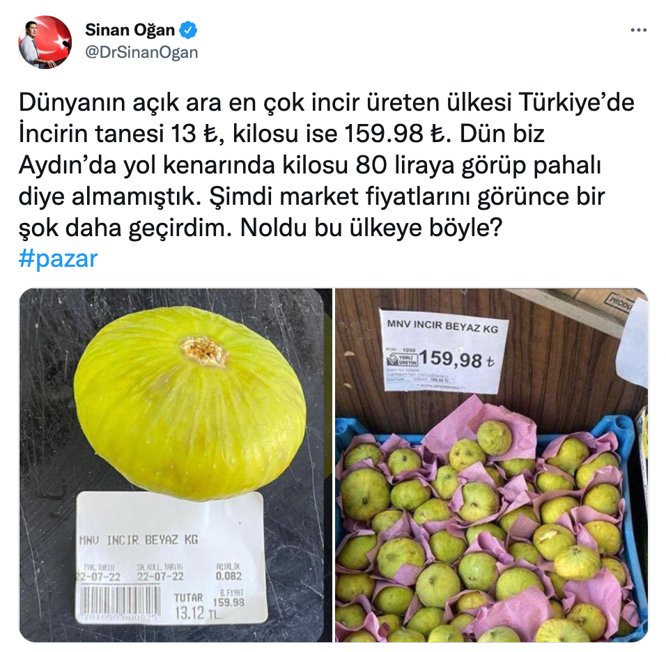 Sinan Oğan isyan etti: İncirin tanesi 13 lira, market fiyatlarını görünce bir şok daha geçirdim - Resim : 1