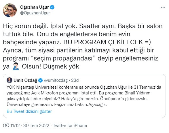 Ümit Özdağ: YÖK, Oğuzhan Uğur ile yapacağımız programı iptal etti - Resim : 1