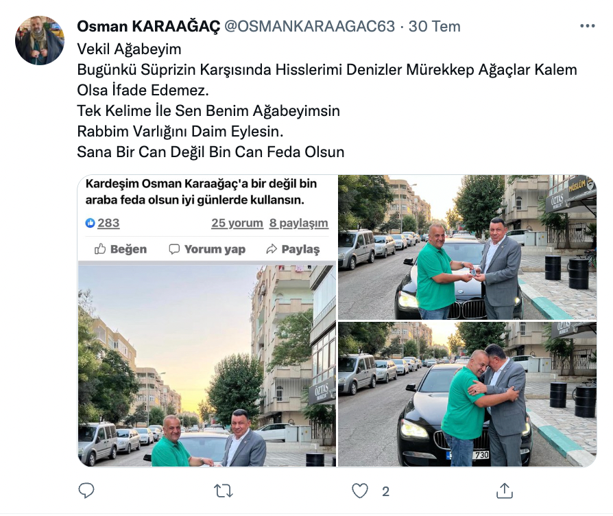 MHP'li vekilden belediye meclis üyesine lüks araç sürprizi: 'Kardeşime bir değil bin araba feda olsun' - Resim : 1