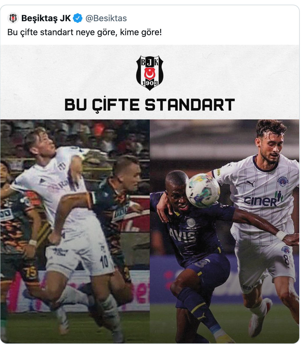 Beşiktaş'tan Fenerbahçe maçı için tepki: Çifte standart - Resim : 1