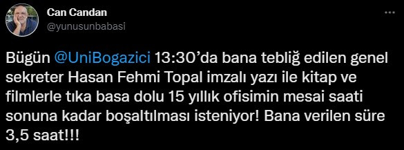 Görevine ikinci kez son verilen Can Candan, Boğaziçi'ndeki ofisini boşalttı - Resim : 1