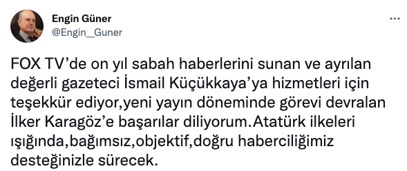 FOX TV eski Ankara temsilcisinden 'İsmail 'Küçükkaya' çıkışı! - Resim : 1
