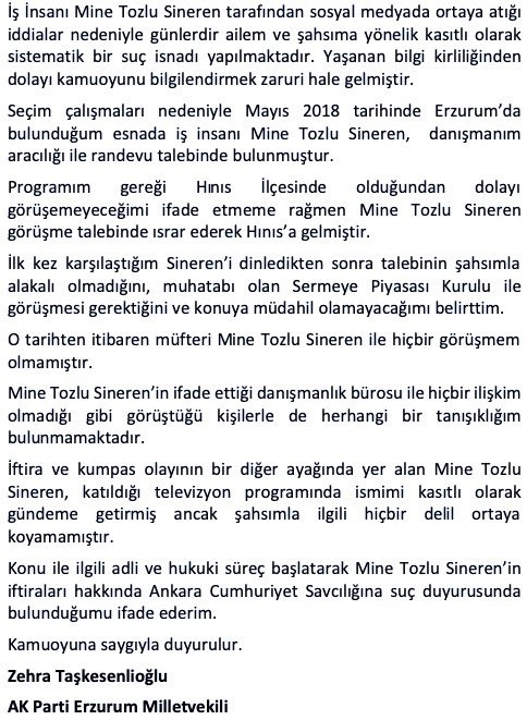 AKP'li Zehra Taşkesenlioğlu, Mine Tozlu Sineren'le görüştüğünü kabul etti - Resim : 1