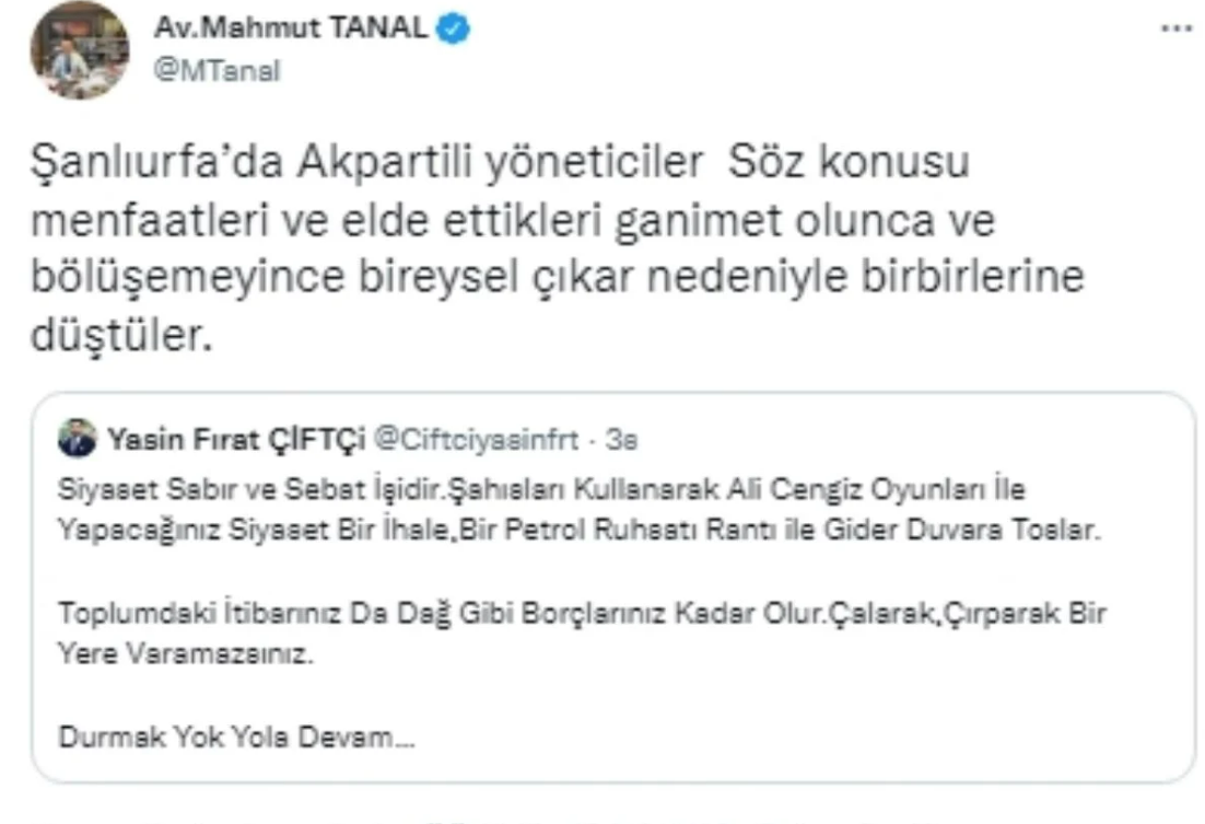 İhraç edilmek istenen AKP'li Yasin Fırat Çiftçi açtı ağzını yumdu gözünü: 'Çalarak çırparak bir yere varamazsınız' - Resim : 1