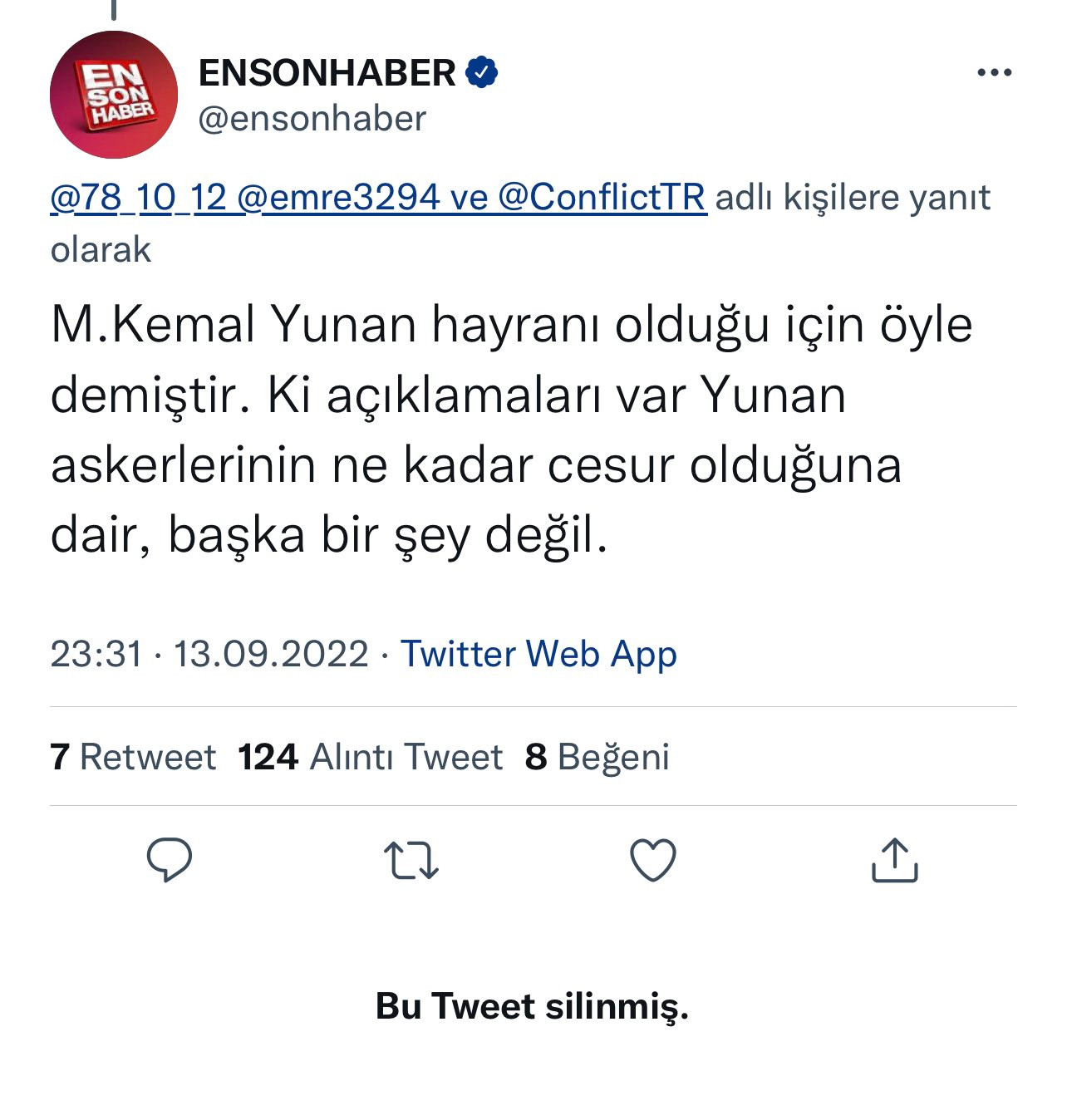 Resmi hesapta Mustafa Kemal Atatürk'e hakaret edilmişti: Ensonhaber'den açıklama - Resim : 1