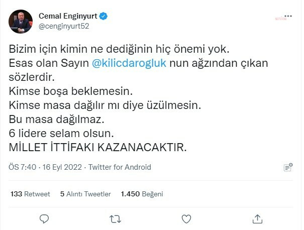 Demokrat Partili Enginyurt: Bizim için kimin ne dediğinin hiç önemi yok, esas olan Kılıçdaroğlu’nun ağzından çıkan sözlerdir - Resim : 1