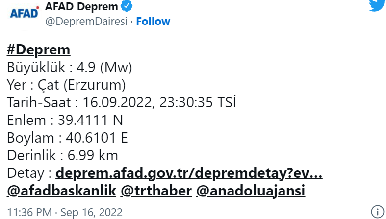 Erzurum'da korkutan deprem - Resim : 1