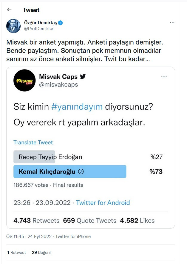 AKP'ye yakın Misvak'ın anketinden Kılıçdaroğlu çıkınca paylaşımı sildiler - Resim : 3