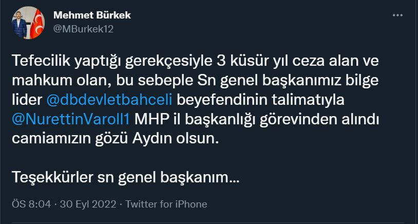 İstifa eden MHP'li başkanın 'sağlık sorunu' tefecilik çıktı! - Resim : 1