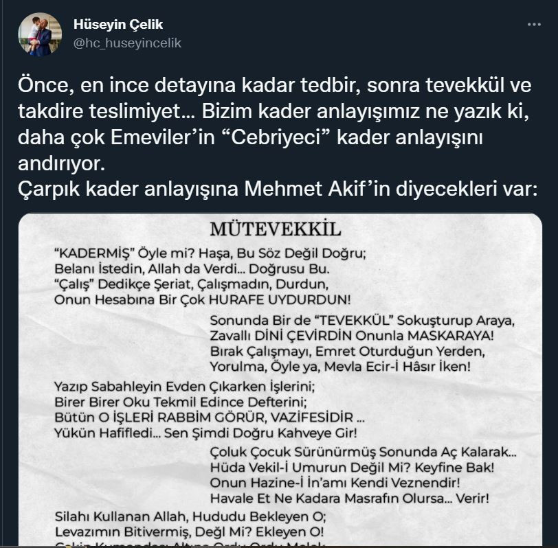 Eski bakan Hüseyin Çelik'ten Erdoğan'a 'kader' tepkisi: O sözleri paylaştı - Resim : 1