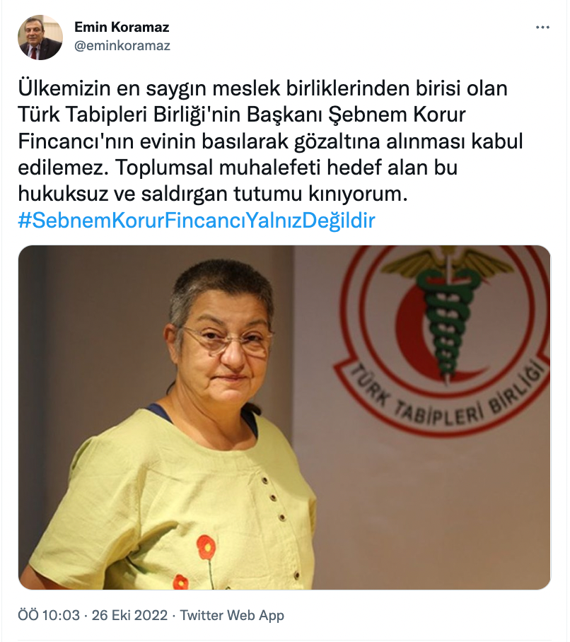 Siyasi partiler ve meslek örgütlerinden TTB Başkanı Şebnem Korur Fincancı'nın gözaltına alınmasına tepki - Resim : 3