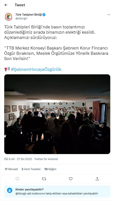 Bakan Bozdağ, 'hazırlık yapıyoruz' dedi: Türk Tabipleri Birliği'nin elektrikleri kesildi - Resim : 2