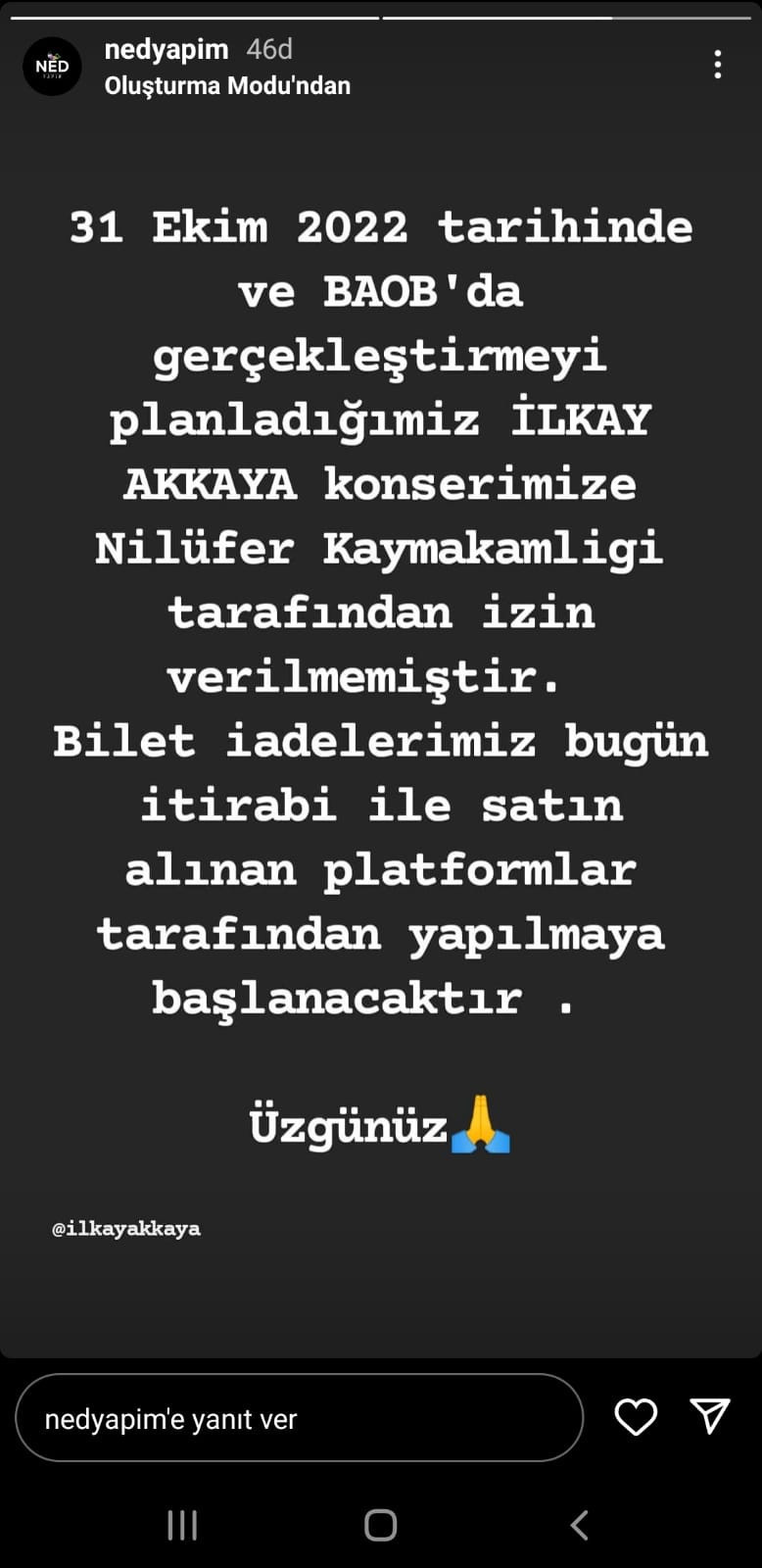 İlkay Akkaya'ya bir engel de Nilüfer Kaymakamlığı'ndan - Resim : 1