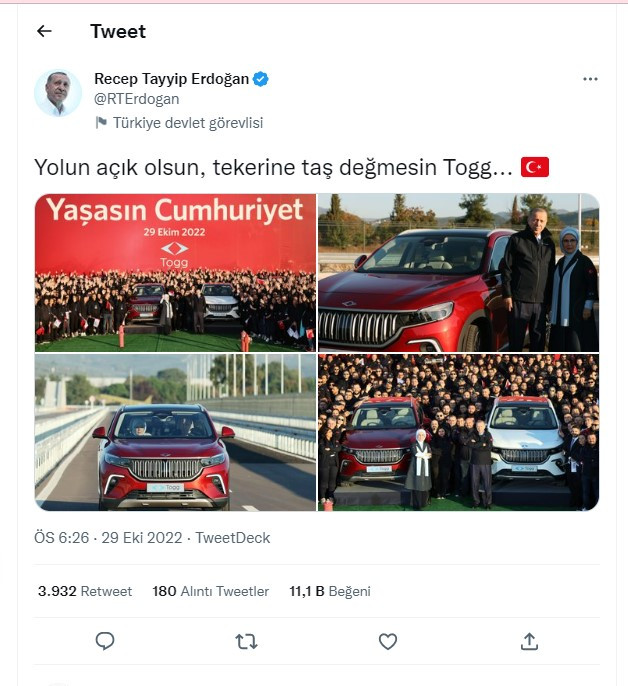 Erdoğan, test sürüşü için TOGG'un direksiyonuna geçti - Resim : 1