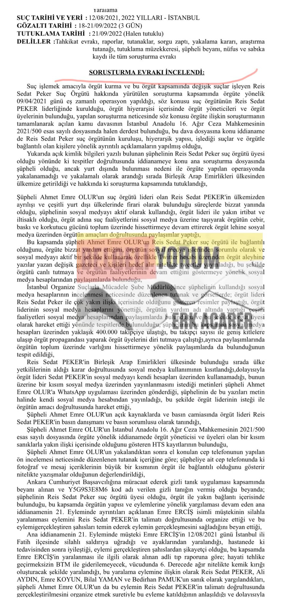 Erk Acarer: Sedat Peker'in basın danışması olarak bilinen Emre Olur'un iddianamesi hazırlandı - Resim : 1