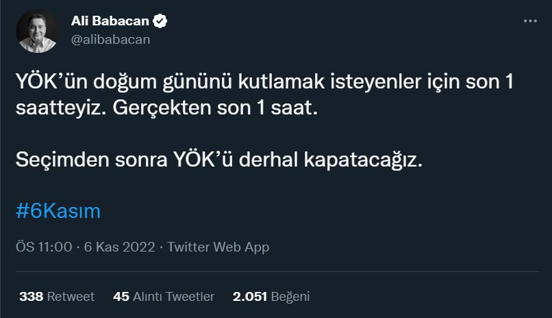 Ali Babacan, saat 23:00'te paylaştı: Kutlama için gerçekten son bir saat, seçimden sonra derhal kapatacağız - Resim : 1