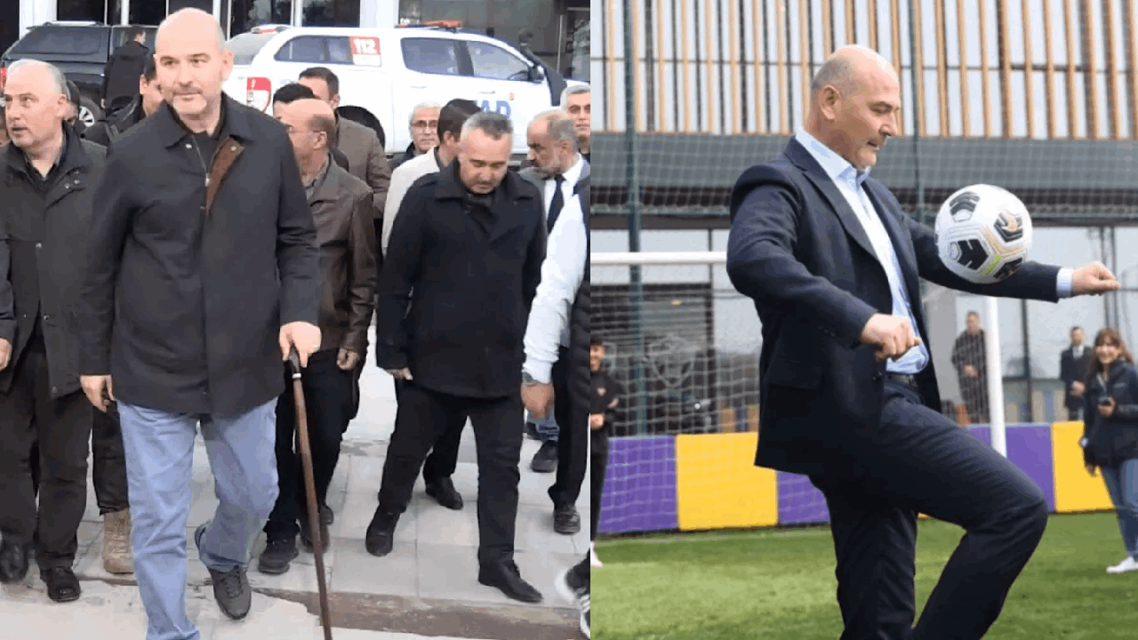 İstanbul adaylığı iyi geldi: Bastonla gezen Soylu'dan top sektiren Soylu'ya